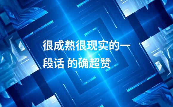 很成熟很现实的一段话 的确超赞